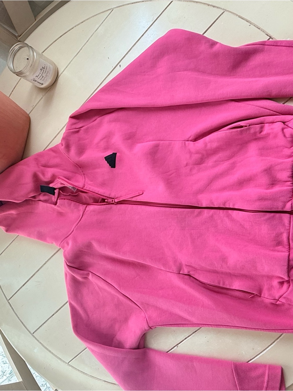 adidas Pink Full-Zip Bomber Hoodie Jacket - Women's